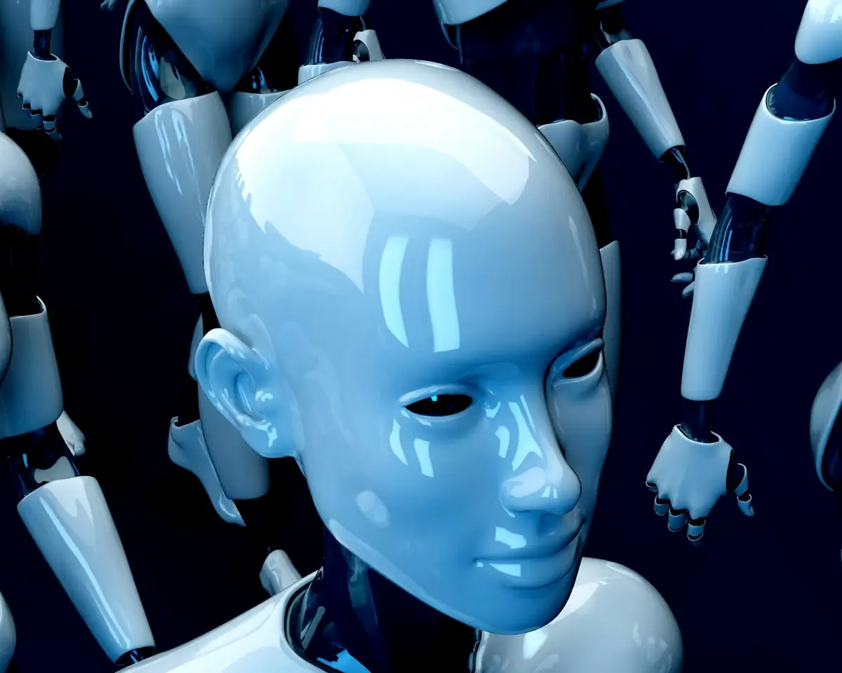Futuristic humanoid AI figure representing artificial intelligence solutions